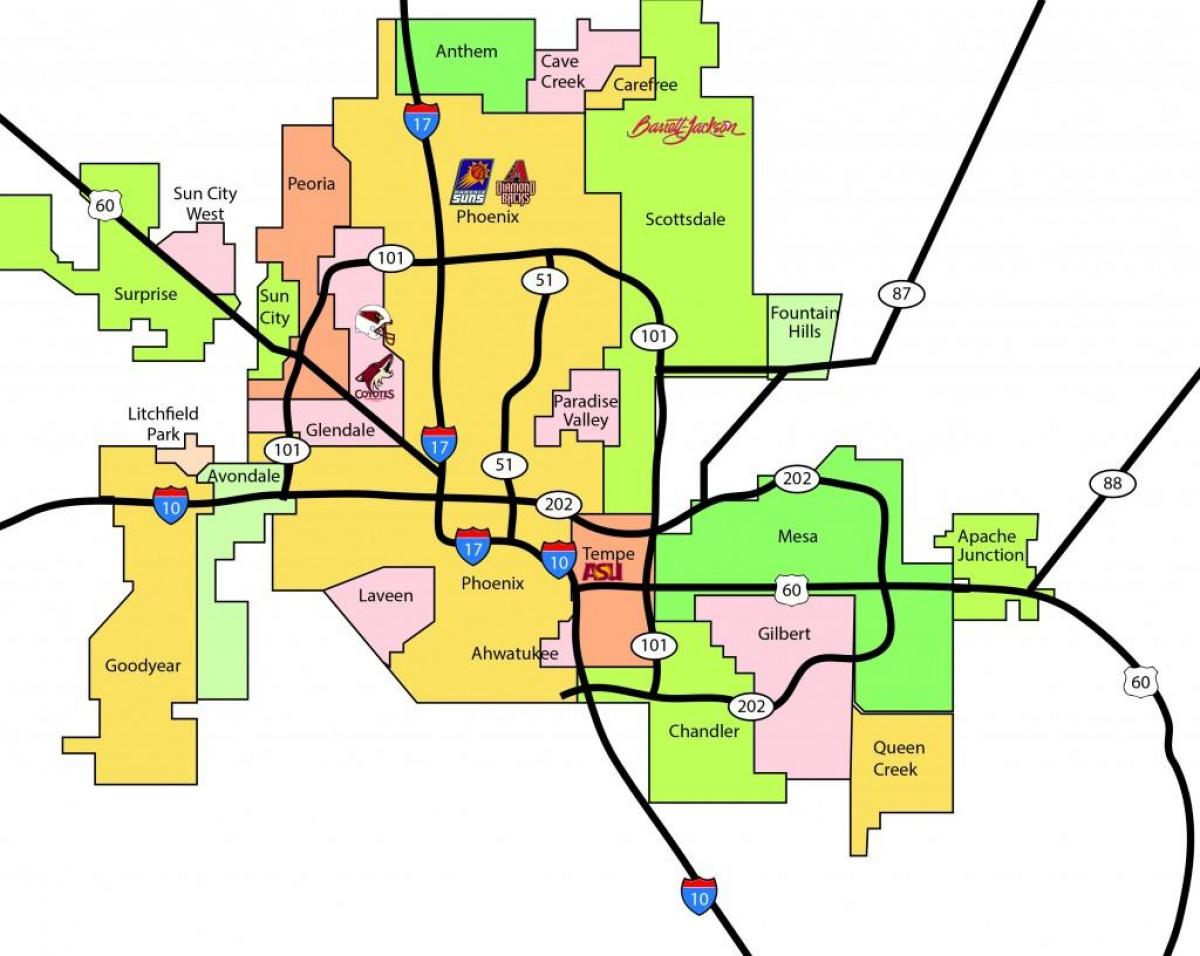 Phoenix khu vực tàu điện ngầm bản đồ