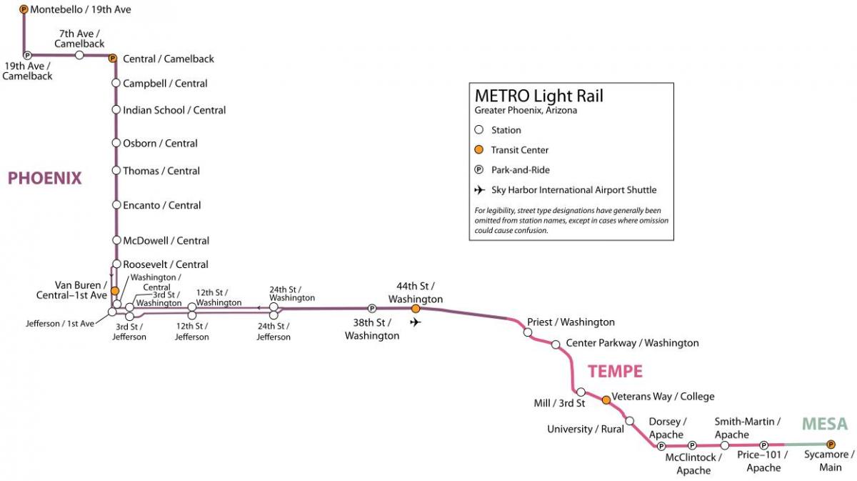 ánh sáng bản đồ đường sắt Phoenix
