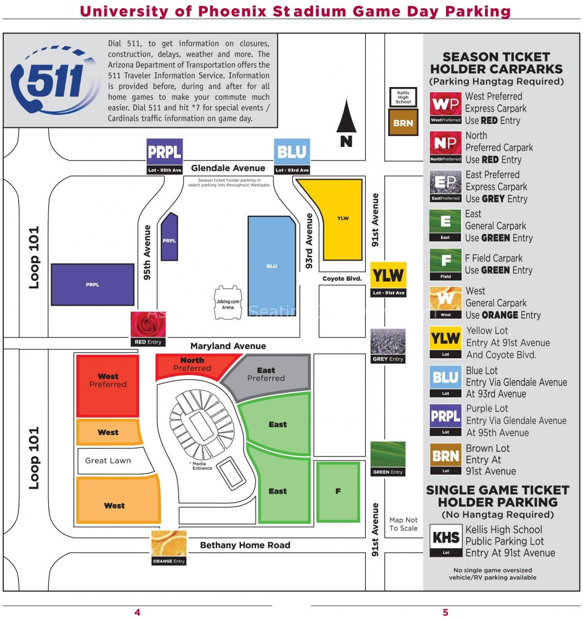 bản đồ xe của đại học Phoenix sân vận động